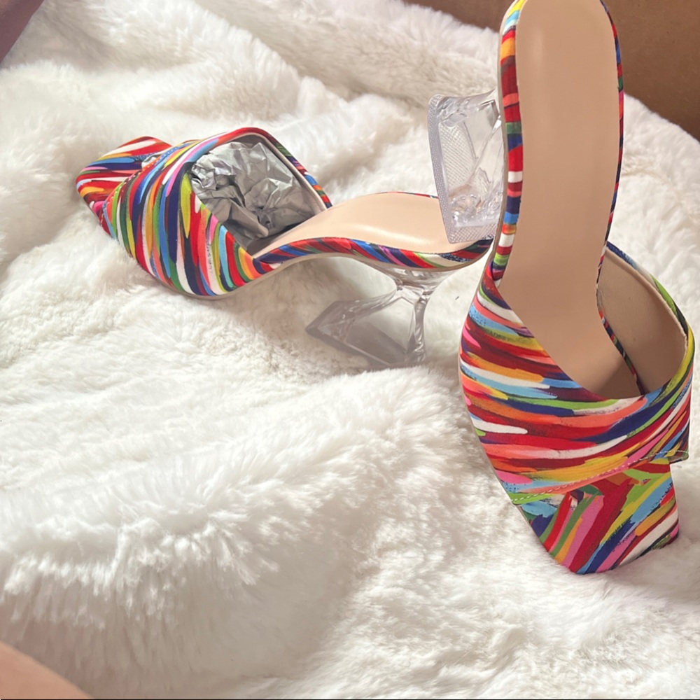 Colorful Striped Women's Heels